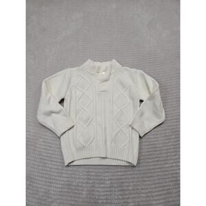 Gymboree Sweater Boys 5/6 White Fisherman Cable Knit 3 Button Pullover